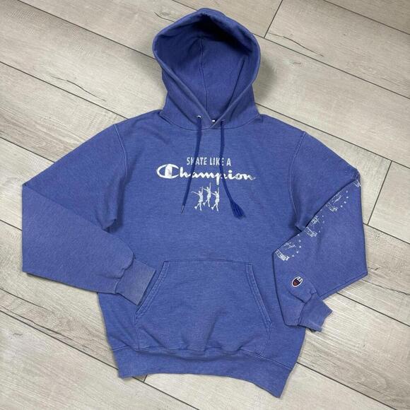 Y2K Champion ‘Stake Like The Champion’ Hoodie Adult Size Small Faded Glitter VTG - Picture 1 of 8